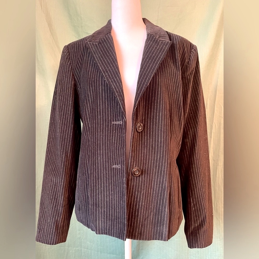 Black velvet pinstripe ladies blazer